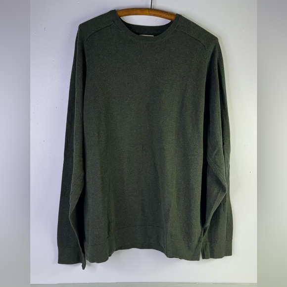 L.L. Bean Other - LL Bean Cotton Cashmere Thick Knit Forest Green Crew Neck Sweater Size XL
